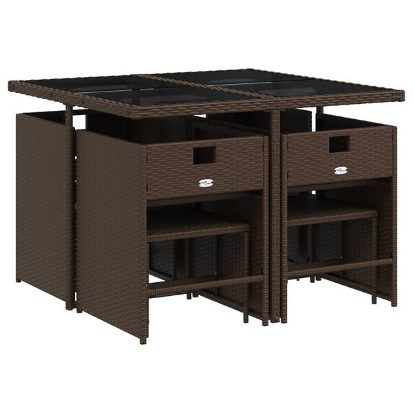 vidaXL 9-cz. zestaw mebli ogrodowych z poduszkami, brązowy, rattan PE
