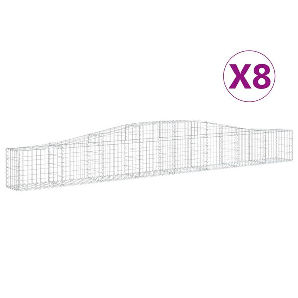 vidaXL Kosze gabionowe, 8 szt, 400x30x40/60 cm, galwanizowane żelazo