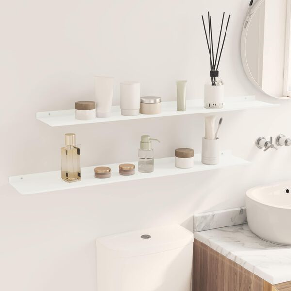 vidaXL P&oacute;łka wisząca 2 pcs Biały 100 x 18 x 2,5 cm Stal