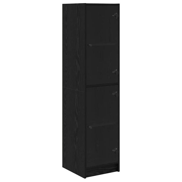 vidaXL Highboard Czarny Dąb 35 x 37 x 142 cm Materiał drewnopochodny