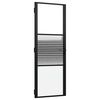 vidaXL Drzwi szklane Paski Czarny 76 x 3,5 x 201,5 cm Aluminium
