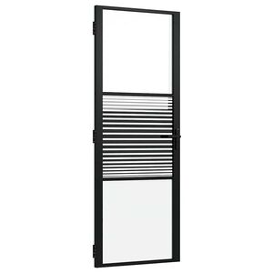 vidaXL Drzwi szklane Paski Czarny 76 x 3,5 x 201,5 cm Aluminium