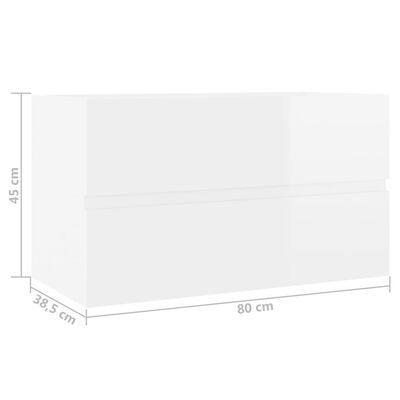 vidaXL Szafka pod umywalkę, wysoki połysk, biała, 80x38,5x45 cm, płyta