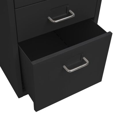 vidaXL Mobilna szafka kartotekowa, czarna, 28x41x69 cm, metalowa