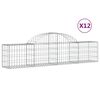 vidaXL Kosze gabionowe, 12 szt, 200x30x40/60 cm, galwanizowane żelazo