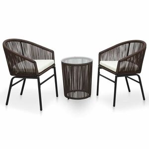 vidaXL 3-częściowy zestaw mebli bistro z poduszkami, rattan PE, brąz