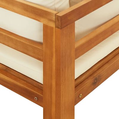 vidaXL Leżak z 1 podłokietnikiem, kremowe poduszki, drewno akacjowe