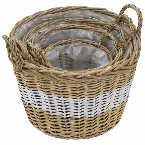 vidaXL Podwyższone donice na kwiaty, 4 szt., wiklinowe z wyści&oacute;łką PE