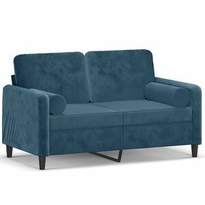 vidaXL 2-osobowa sofa z poduszkami, niebieska, 120 cm, aksamit