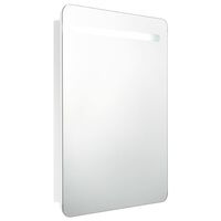 vidaXL Szafka łazienkowa z lustrem i LED, biel z połyskiem 60x11x80 cm