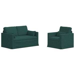 vidaXL Zestaw Sof 2 pcs Ciemna zieleń 139 x 78 x 80 cm tkanina