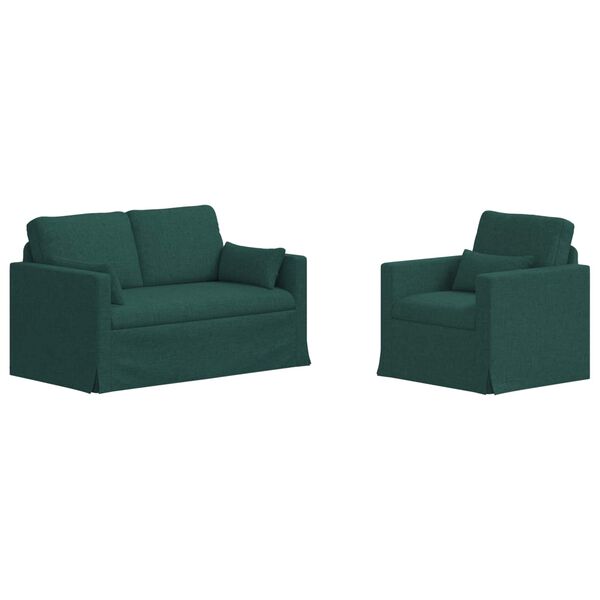 vidaXL Sofa 2 pcs Ciemna zieleń