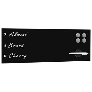 vidaXL Ścienna tablica magnetyczna, szklana, czarna, 60 x 20 cm