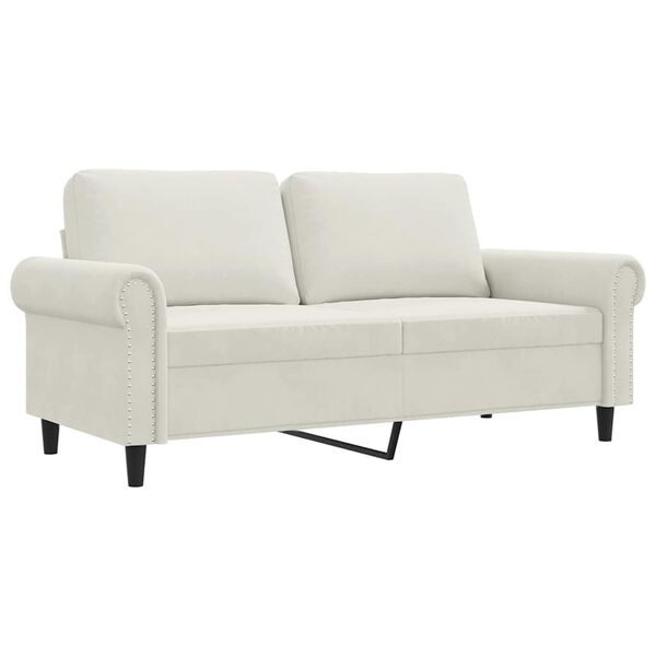 vidaXL Sofa 2-osobowa, kremowy, 140 cm, tapicerowana aksamitem