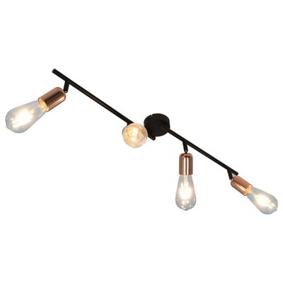 vidaXL Lampa, 4 żarówki żarowe, 2 W, czarno-miedziana, 60 cm, E27