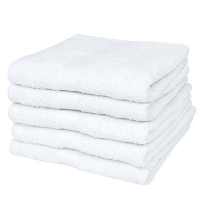 vidaXL Ręczniki kąpielowe, 5 szt, bawełna, 500 g/m², 100x150 cm, białe