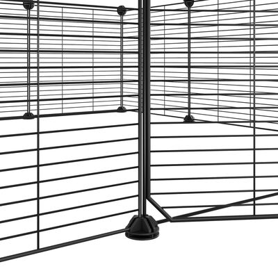 vidaXL Klatka dla zwierząt z bramką, 12 paneli, czarna, 35x35 cm, stal