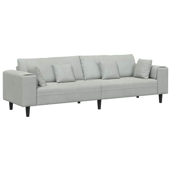 vidaXL Sofa z poduszką Jasnoszary 250 x 77 x 76 cm Aksamit