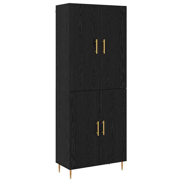 vidaXL Highboard Czarny dąb 69,5 x 34 x 180 cm Materiał drewnopochodny