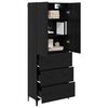 vidaXL Highboard Czarny Dąb 69,5 x 34 x 180 cm Materiał drewnopochodny