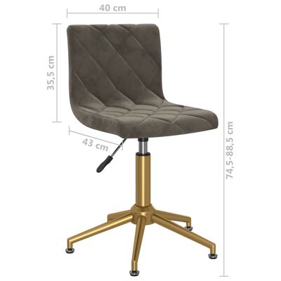 vidaXL Obrotowe krzesło stołowe, ciemnoszare, obite aksamitem