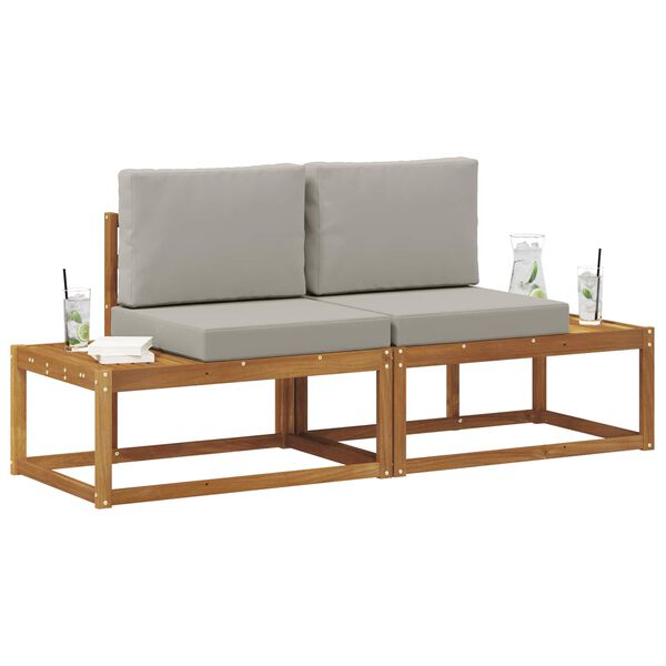 vidaXL Sofa końcowa na zewnątrz 2 Sztuka Naturalny i Jasny Szary