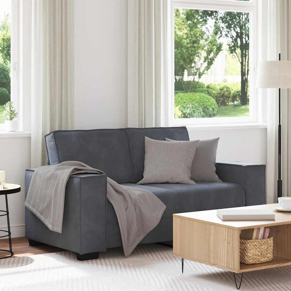 vidaXL Sofa 2-osobowa, ciemnoszary, 120 cm, tapicerowana aksamitem