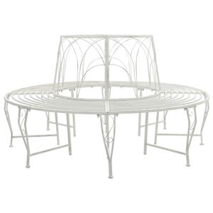 vidaXL Ławka Drzewna 8-Liczba miejsc &Oslash; 160 x 89 cm Stal Antyczna biel