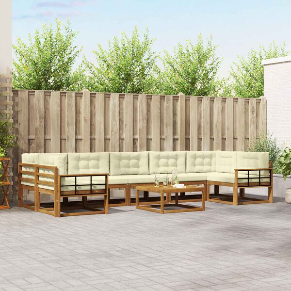 vidaXL Zestaw sof na zewnątrz z poduszką 8 pcs Naturalny i Kremowy