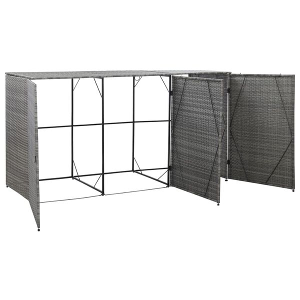 vidaXL Osłona na 3 kosze na śmieci, antracyt, 229x78x120 cm, rattan PE