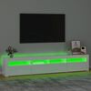 vidaXL Szafka pod TV z oświetleniem LED, biała z połyskiem210x35x40 cm