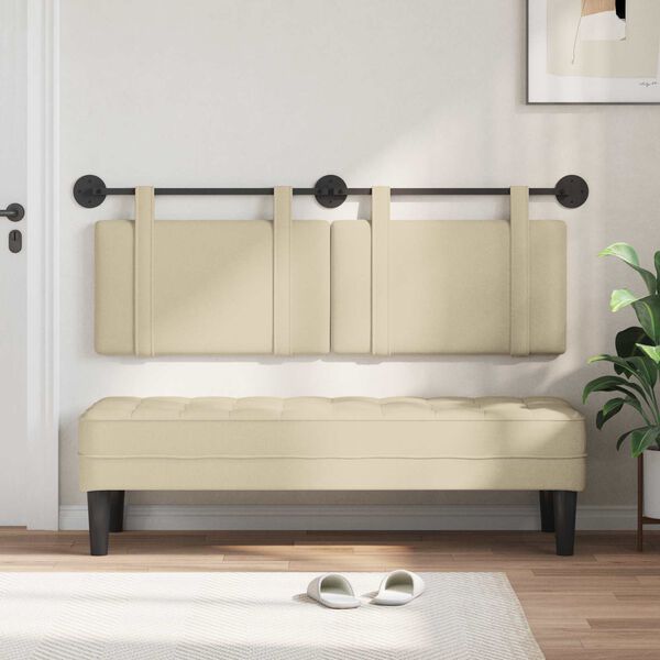 vidaXL Wisząca Głowa Gładki Kremowy 150 x 55 x 5 cm tkanina