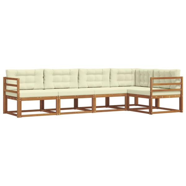 vidaXL Zestaw sof na zewnątrz z poduszką 5 pcs Naturalny i Kremowy