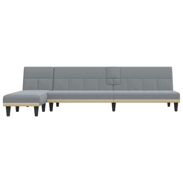 vidaXL Sofa rozkładana L, jasnoszara, 255x140x70 cm, tkanina
