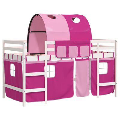 vidaXL Dziecięce łóżko na antresoli, z tunelem, różowe, 80x200 cm