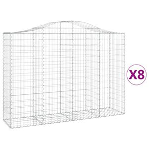 vidaXL Kosze gabionowe, 8 szt, 200x50x140/160 cm, galwanizowane żelazo
