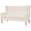 vidaXL Sofa 2-osobowa, materiałowa, kremowa