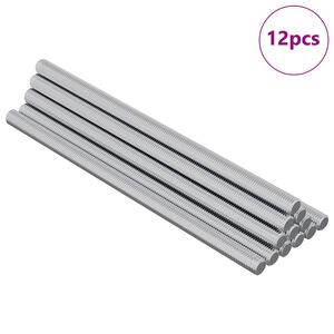 vidaXL Pręty gwintowane 12 pcs Srebrny M6 x 120 mm Metal