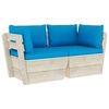 vidaXL Ogrodowa sofa 2-osobowa z palet, z poduszkami, drewno świerkowe
