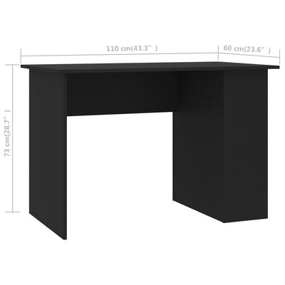 vidaXL Biurko, czarne, 110x60x73 cm, materiał drewnopochodny
