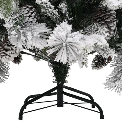 vidaXL Choinka flokowana śniegiem i szyszkami, 150 cm, PVC i PE