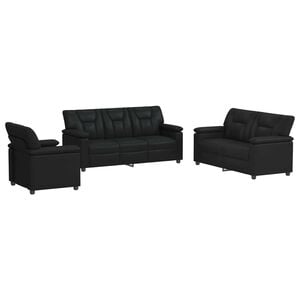 vidaXL Zestaw Sof 3 pcs Czarny Ekosk&oacute;ra