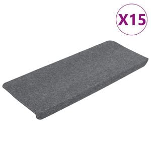 vidaXL Samoprzylepne nakładki na schody, 15 szt., 65x24,5x3,5cm, szare