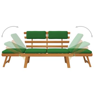 vidaXL Ławka ogrodowa z poduszkami, 2-w-1, 190 cm, drewno akacjowe