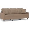 vidaXL 3-osobowa sofa z poduszkami, cappuccino, 180 cm, sztuczna sk&oacute;ra