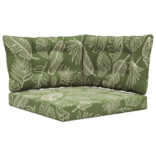 vidaXL Poduszka do sofy na zewnątrz 3 pcs Wz&oacute;r liścia Poliester