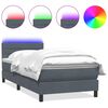 vidaXL Ł&oacute;żko kontynentalne z materacem i LED, ciemnoszare, 100x220cm aksamit