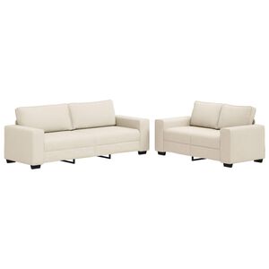 vidaXL Sofa 2 pcs Beżowy 221 x 80 x 82 cm Tkanina lniana