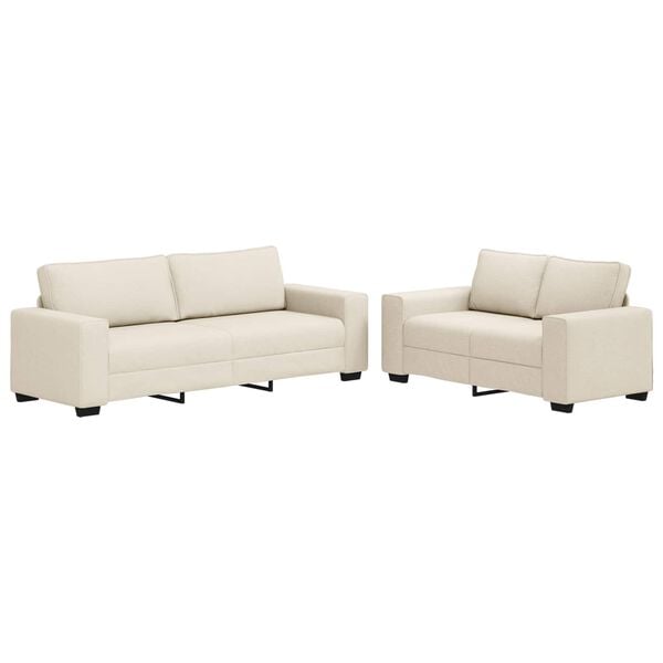 vidaXL Sofa 2 pcs Beżowy Tkanina lniana