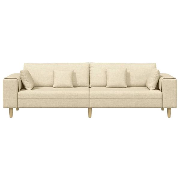 vidaXL Sofa z poduszką Kremowy 250 x 77 x 76 cm tkanina